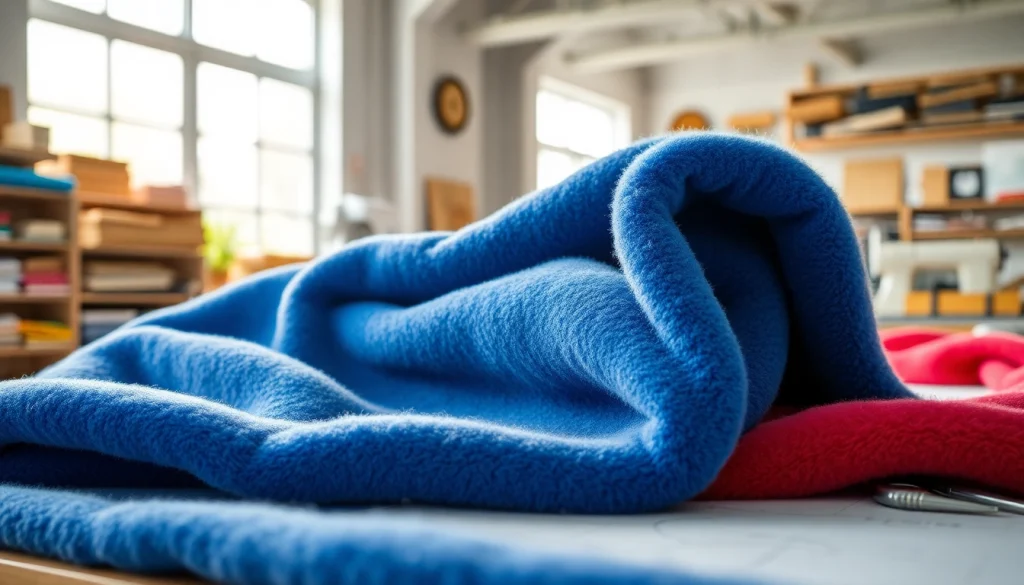 Fleece stof in een warme werkplaats met prachtige textuur en kleuren.