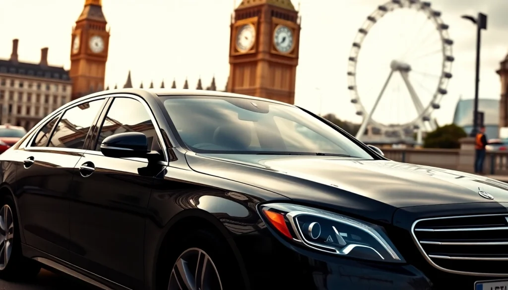 Experience top-tier chauffeur hire london with a luxurious vehicle in an urban setting.