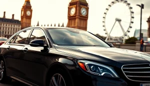 Experience top-tier chauffeur hire london with a luxurious vehicle in an urban setting.